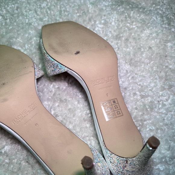 Rachel Zoe Square-Toe Holo-Glitter Strap Heel | White Size 9 - Picture 8 of 8